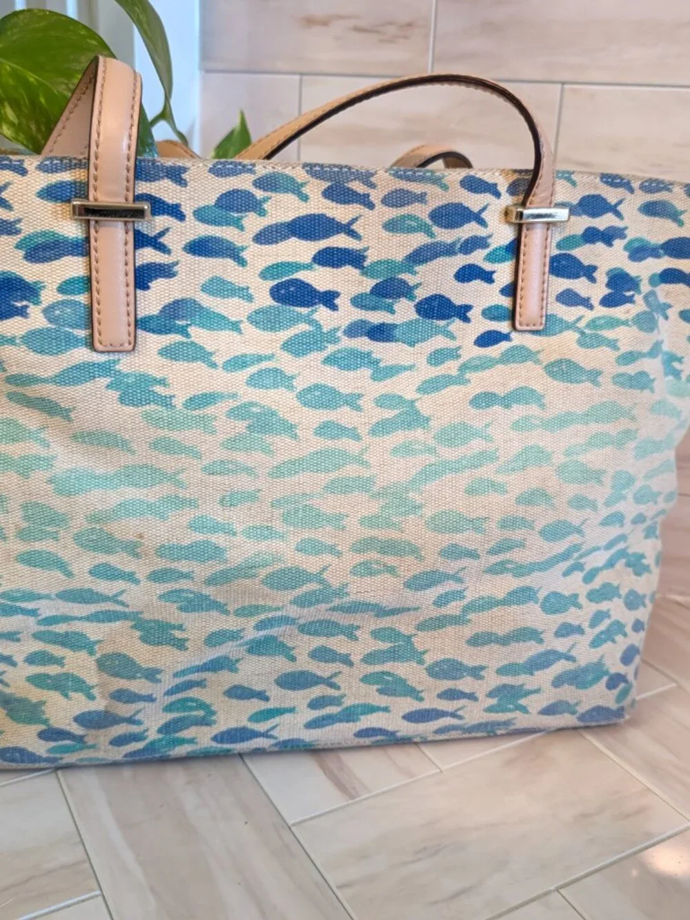 Kate Spade Make A Splash Plenty Of Fish Francis Tote Bag Blue